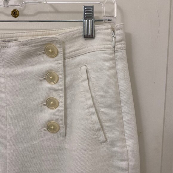 J. Crew Sailor Style White High Waisted Cropped Wide Leg Linen Blend Pants Sz. 6 - Picture 4 of 9